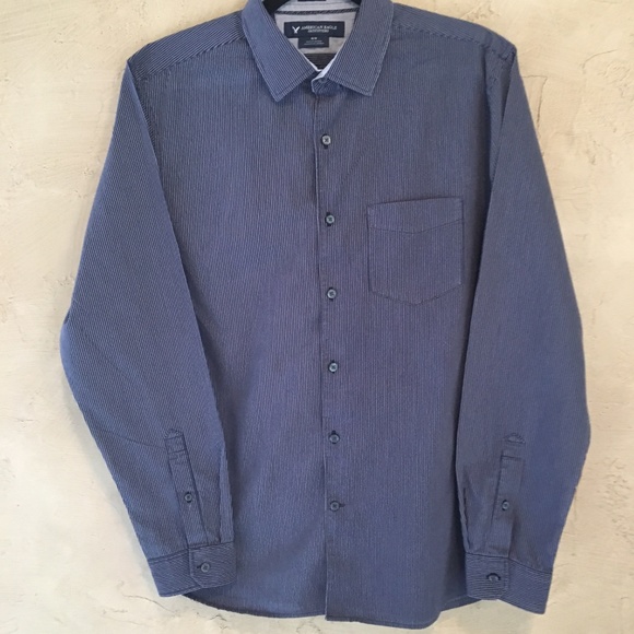 American Eagle Slim Fit Button Down Long Sleeve Blue Shirt. Sz: Medium - Picture 1 of 9